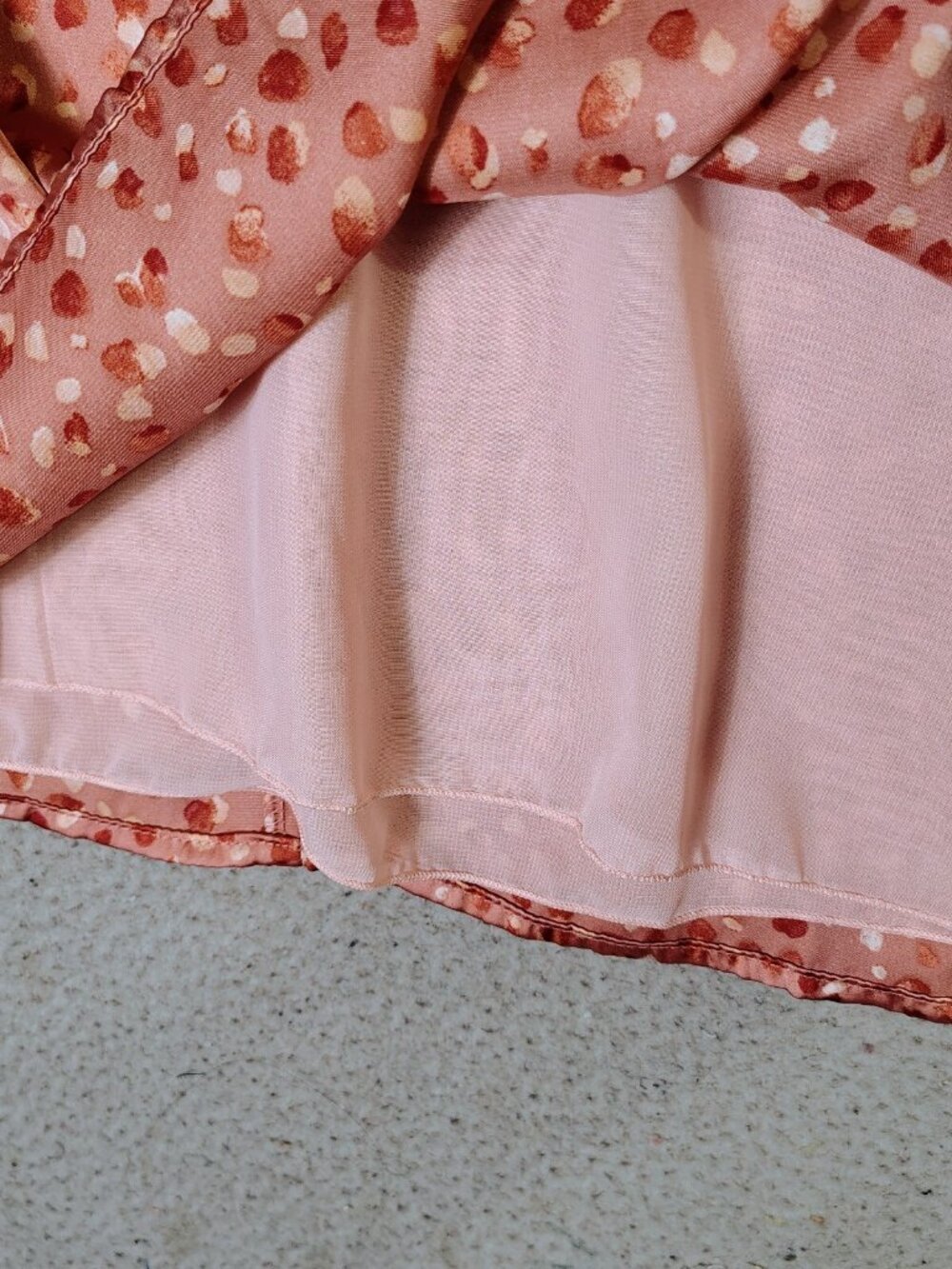 Francesca’s Blue Rain Mini Dress Women M Pink Dotted Print Satin Puff Sleeve NWT - Picture 10 of 11